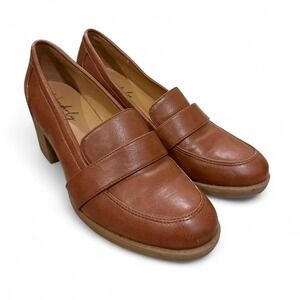Wonderly Leah Cognac Brown Heeled Penny Loafers Block Heel Womens 8M PLF23-44308